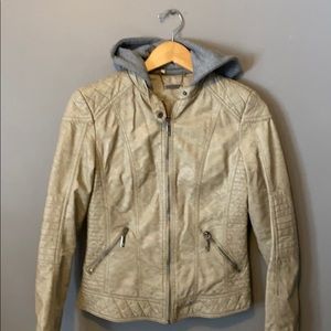 Faux leather zip front jacket